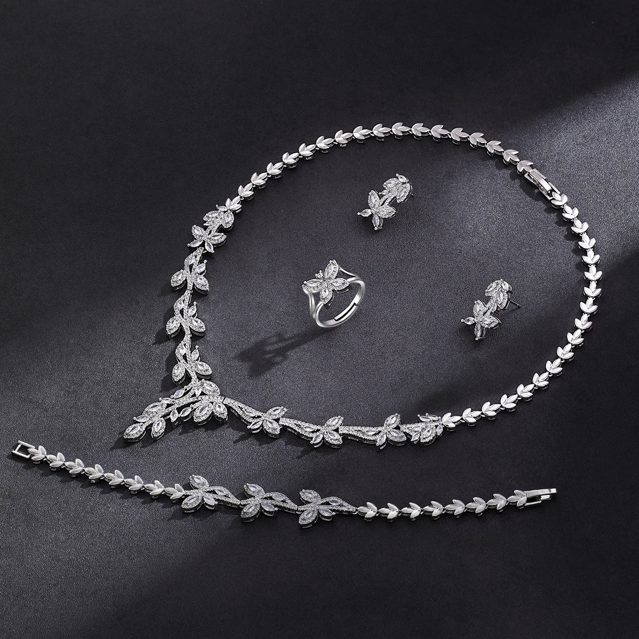 Conjunto De Joias De Casamento De Luxo Moderno 4 Peças Para Mulheres Conjunto De Joias De Noiva Zircônia Dubai Festa De Casamento 2024