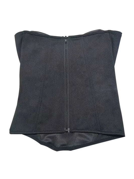 Women's black corset top, classic and stylish solid color off-the-shoulder sexy bandeau tank top, waist-cinching design to flatt