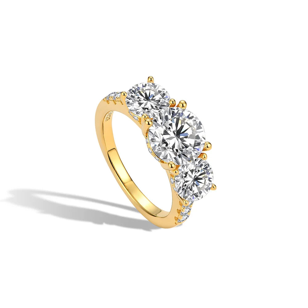 Engagement Ring Round Cut 4.0ct Moissanite Rings for Women Sterling Silver Ring Wedding Promise Rings for Her