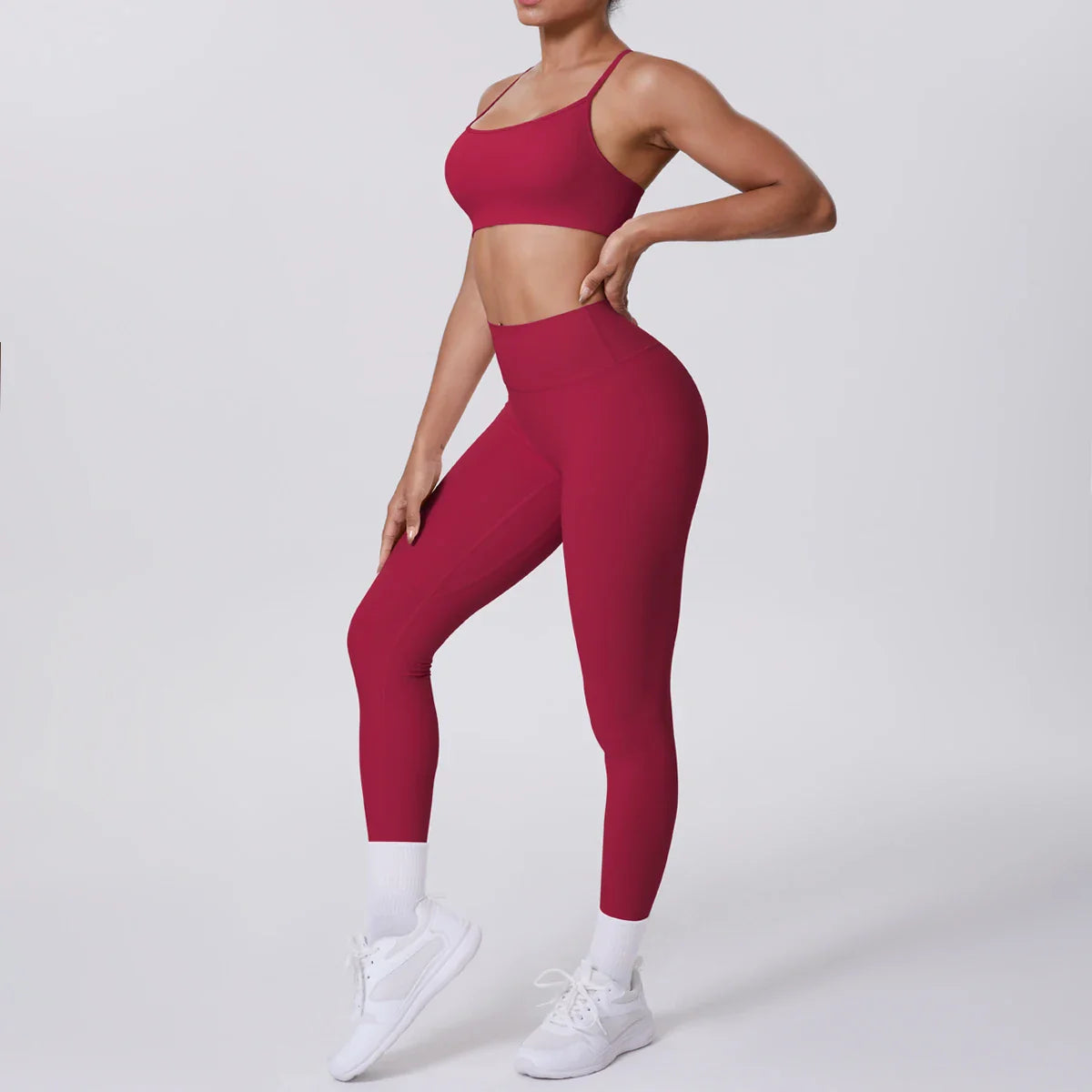 Yoga Suit Sports Set Gym Seamless High Impact Sports Bra Women's High Waist and Hips Tight Peach Buttocks Pants Womens Sportswea
