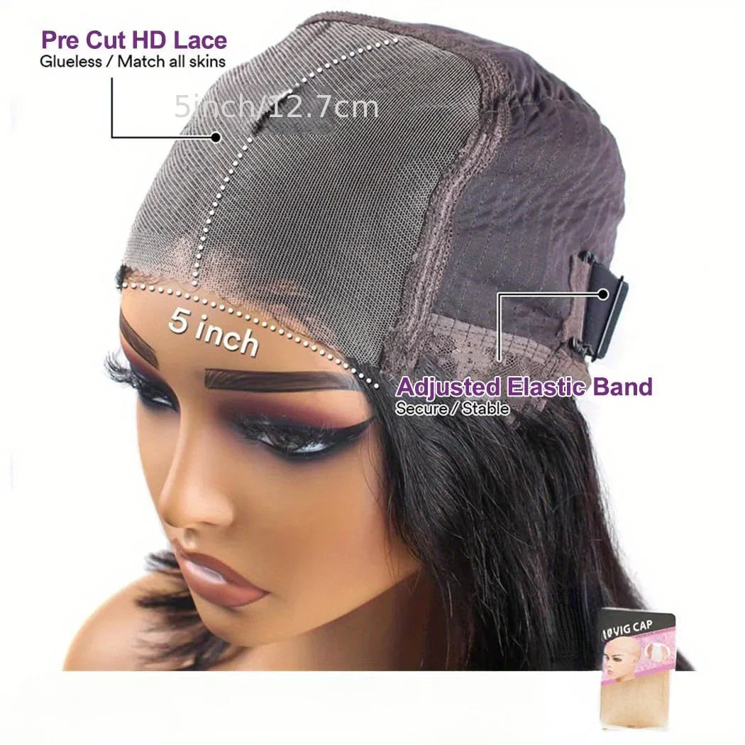 250% Density Human Hair Wig Kinky Straight Yaki Texture Pre Plucked 13x4 and 5x5 Glueless HD Lace Front Designed for Black Women