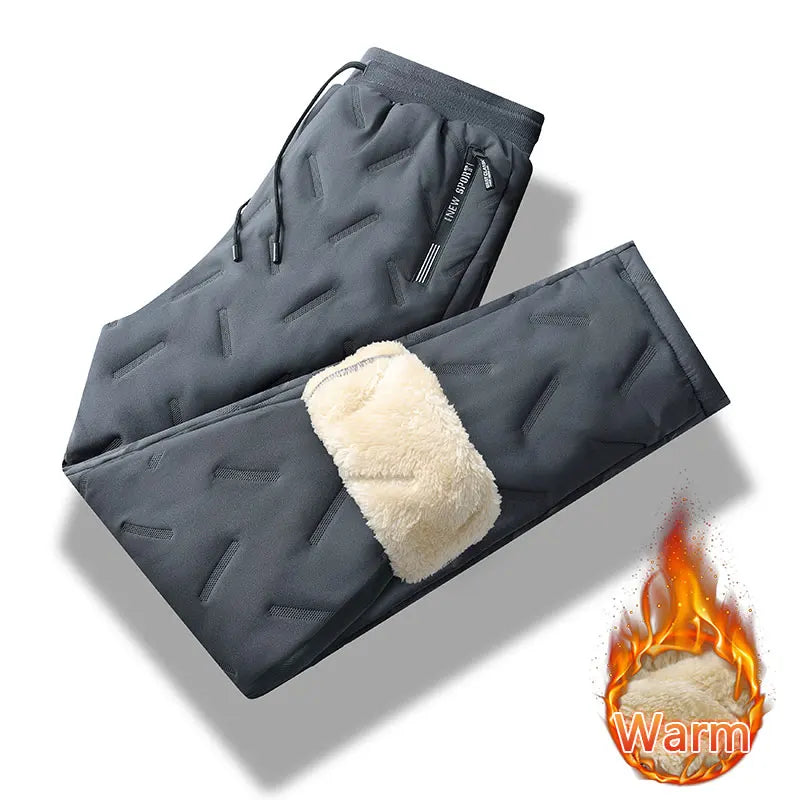 Winter Running Pant Cashmere Thicken Fleece Windproof Sweatpants Men Joggers Cotton Warm Pants Male Waterproof Thermal Trousers