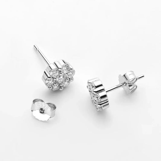 Moissanite Stud Earrings 18k White Gold Plated Sterling Silver D VVS1 Round Lab Diamond Ear Studs For Women Men