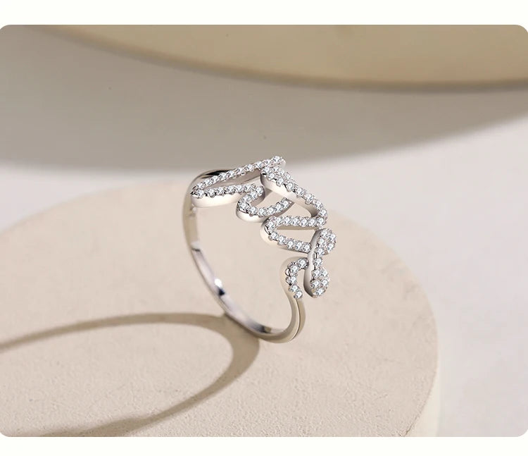 Fashion 925 Sterling Silver Clear Zircon Romantic LOVE Finger Ring For Women Wedding Statement Fine Silver Jewelry
