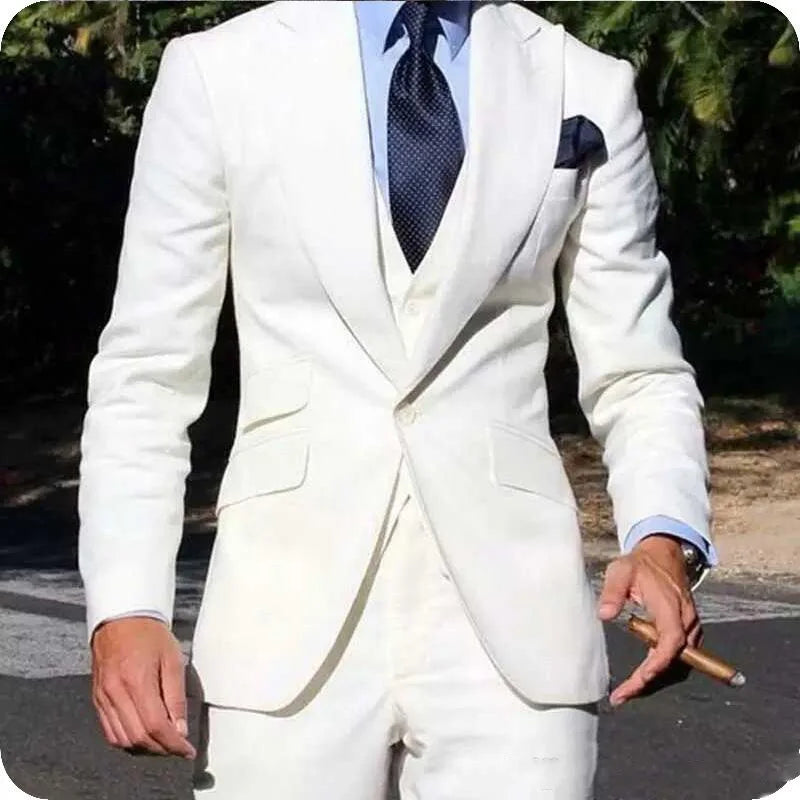 Classy Wedding Tuxedos Suits Slim Fit Bridegroom For Men 3 Pieces Groomsmen Suit Male Cheap Formal Business (Jacket+Vest+Pants