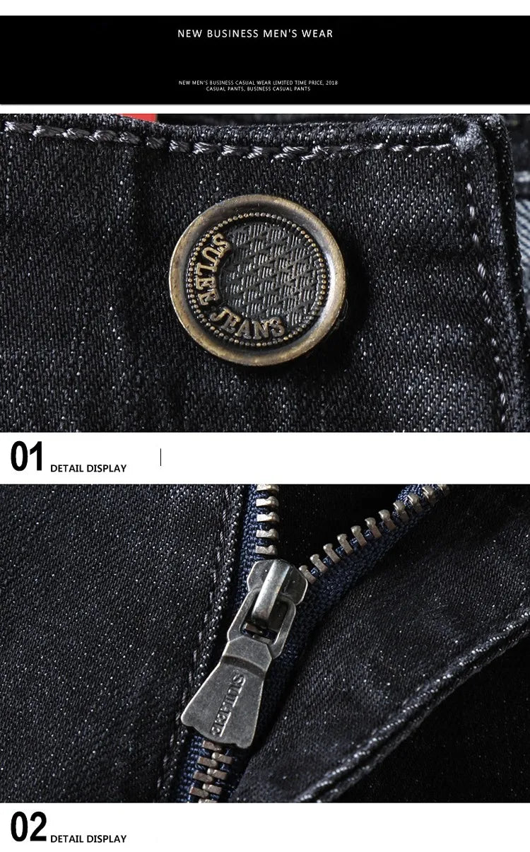 Brand Casual Cotton Washed Clothing Jeans Masculino Jean Homme Pants Large Size Jeans Men Stretch Slim Denim Long