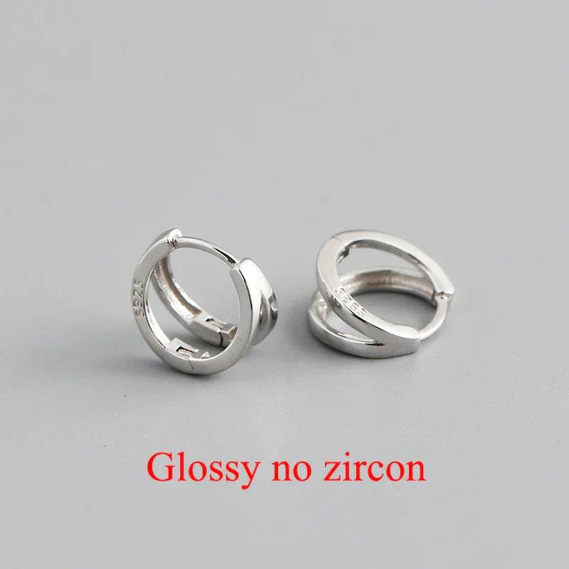 925 Sterling Silver Simple Glossy Double Ear Buckle for Women Unique Charm Party Hoop Earrings Fine Jewelry Accessories