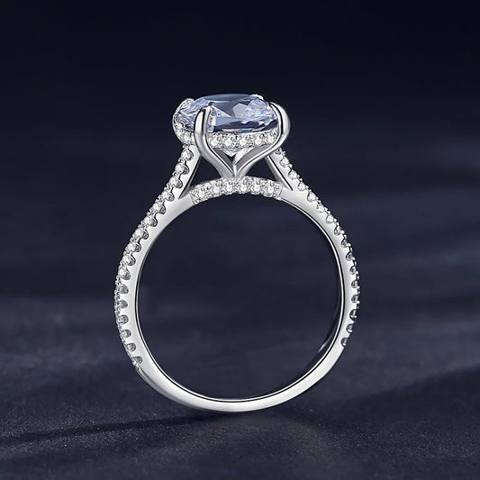 Genuine 925 Sterling Silve Fashion Generous Oval Emerald Cut Sparkling CZ Rings For Women Wedding Engagement Jewelry Gift