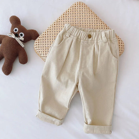 Spring Autumn Solid Kids Boys Straight Pants Fashion Children Clothing Trousers Brief Jeans for 1-6 Years