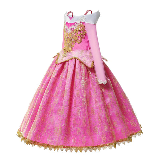 Summer Girls Sleeping Beauty Auroro Princess Halloween Cosplay Dress Off Shoulder Kids Gift Fancy Party Princess Clothing
