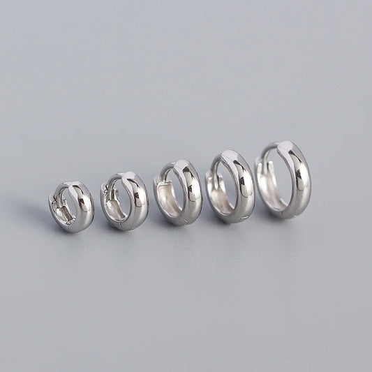 925 Sterling Silver Minimalism Punk Rock Wide Hoop Earrings for Women Men Fashion Gothic Bohe Huggie Ear Buckle Jewelry