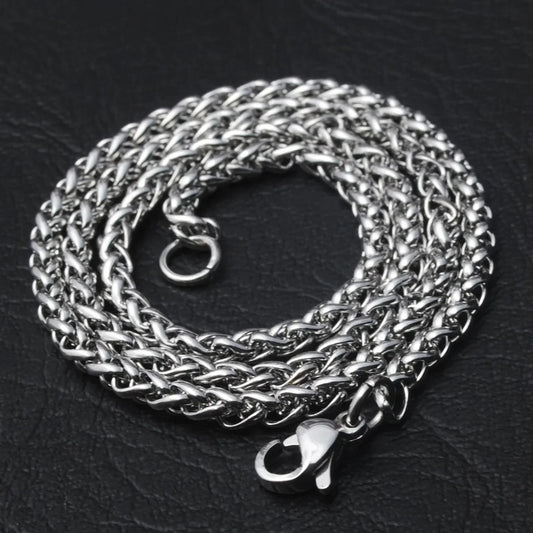 STAINLESS STEEL SILVER COLOR TWIST ROPE CHAIN NECKLACE FOR MEN Women HIP HOP PUNK Jewelry Accessories 3/4/5/6/8MM Thick