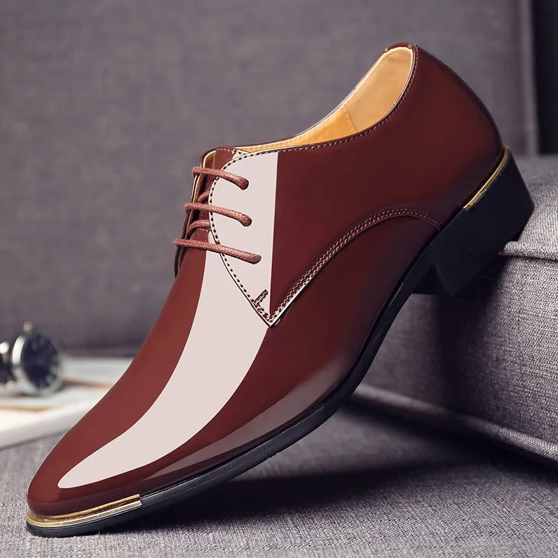 mens patent leather shoes men dress shoes lace up Pointed toe wedding Business party 5 colors big size rtg5