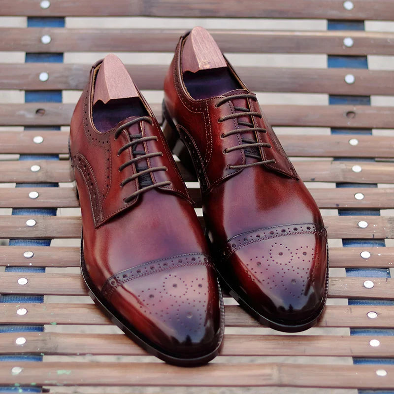 Men's Leather Brogues Dress Classic Office Formal Shoes Business Social Male Leather Wedding Shoes For Men Elegant DE03
