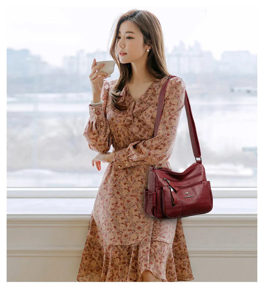 Classic Shoulder Bags High Quality Multi Pockets Soft Leather Crossbody Bags for Women 2024 Designer Luxury Handbags Purses