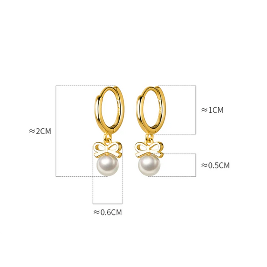 925 Sterling Silver Cute Butterfly Synthetic Pearl Pendant Drop Earrings Fashion Charm Gold Plated Huggies Jewelry Women