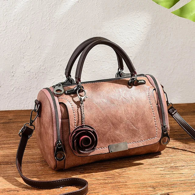 flowers Pendant Handbag Women's fashion Boston bags single shoulder bag ladies crossbody bag PU messenger bag