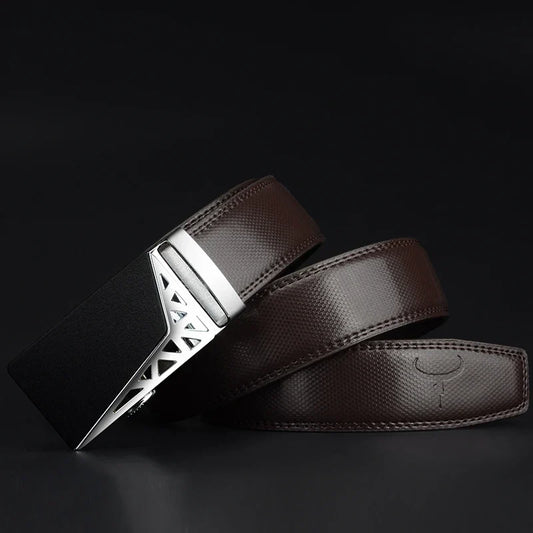 Genuine Leather belts for men Automatic Ratchet Buckle Fashion casual Leather belts Waist 30-44 BROWN BLACK CZ052
