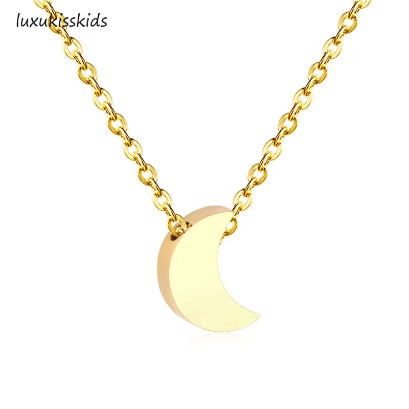 Heart Star Moon Pendant Necklaces Tiny Charms Stainless Steel Choker Women/Girls Y2K Sweater Boho Jewelry Collares