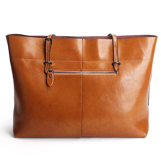 Brown Women Handbag 100% Genuine Leather Female Shoulder Purse Ladies Black Tote Bag Large Capacity Shopping Bags