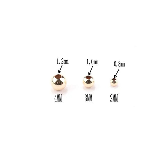 100pcs 14K Gold Filled Spacer Beads 2mm 3mm 4mm Round Loose Bead for Bracelets Necklace DIY Jewelry Making Accessories Wholesale