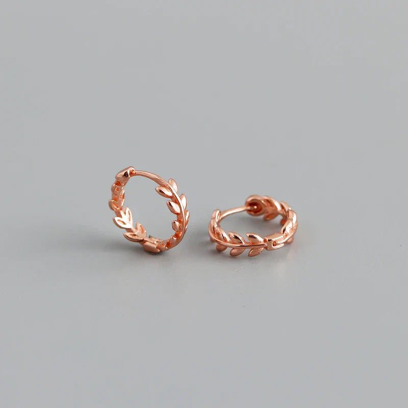 925 Sterling Silver Minimalist 18k Gold Plated Leaf Stud Earrings for Women Charm Teen Party Jewelry Ear Buckle Female