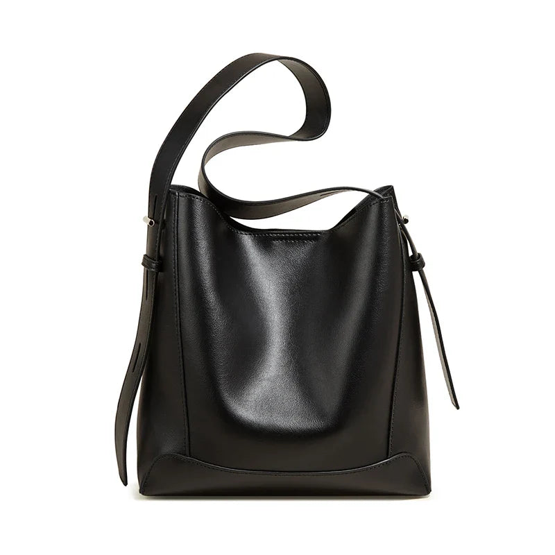 Lady Women Hobo Bucket Bag Split Leather Fashion Shoulder Bags Large Capacity Handbag Wide Adjustable Strap Female Bags