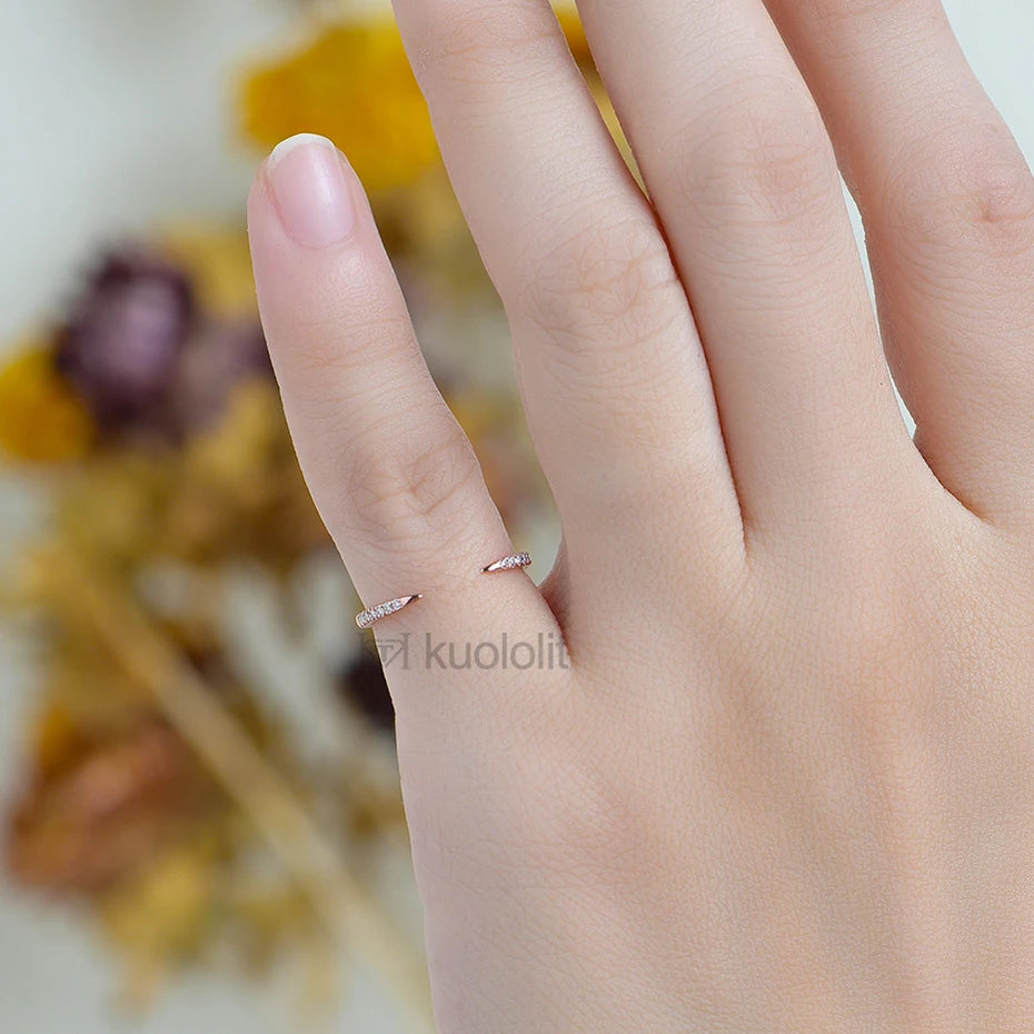 AU750 18K 14K Rose Gold Moissanite Ring for Women Solitaire Matching Wedding Diamond V Band Engagement Christmas 2022