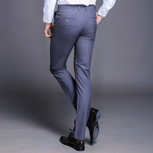 New Fashion High Quality Men Suit Pants Straight Spring Autumn Long Male Classic Business Casual Trousers Slim Fit Full Length