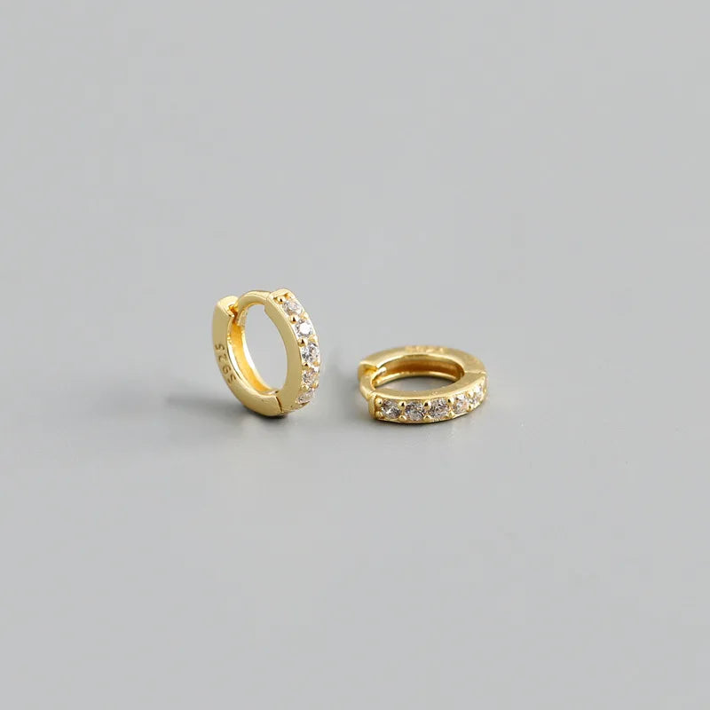 Real 925 Sterling Silver Gothic Simple White Zircon Hoop Earrings for Women Men Charms Unique Party Couple Jewelry 2021