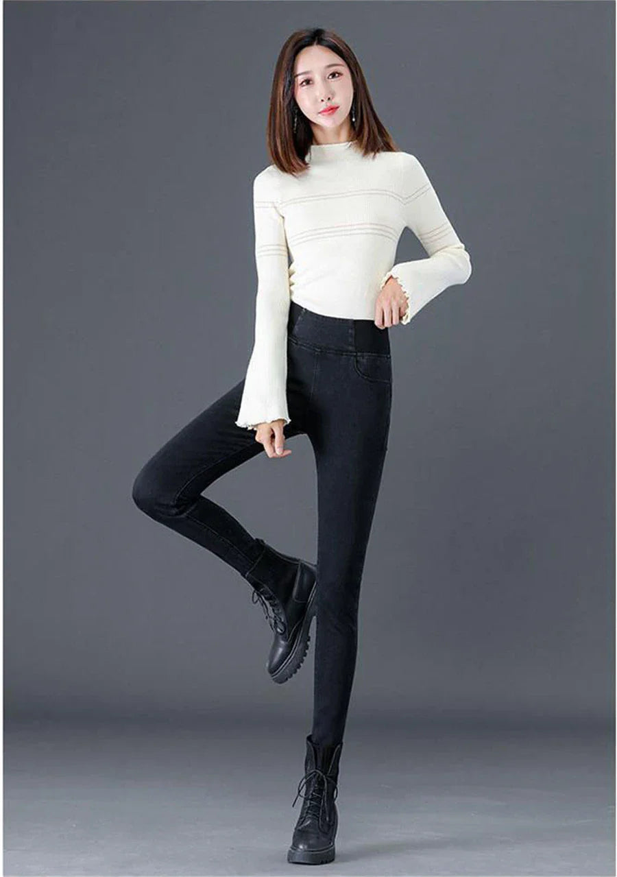 High Waist Pencil Jeans Women Classic Skinny Casual Denim Pants