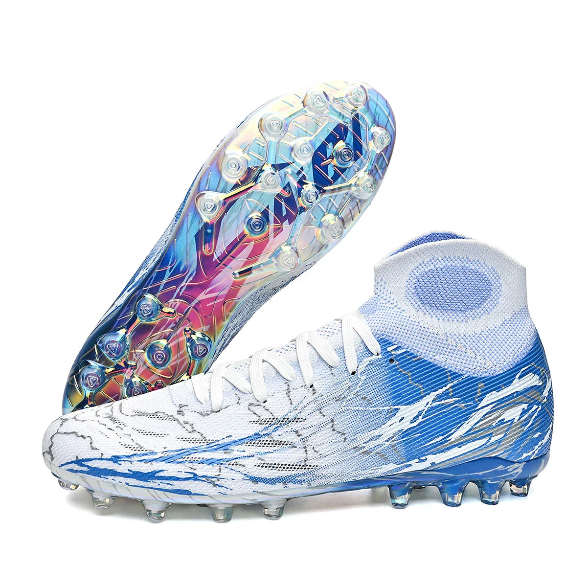 Breathable high top electroplated bottom soccer bootsFG long nails provide super strong grip and durability