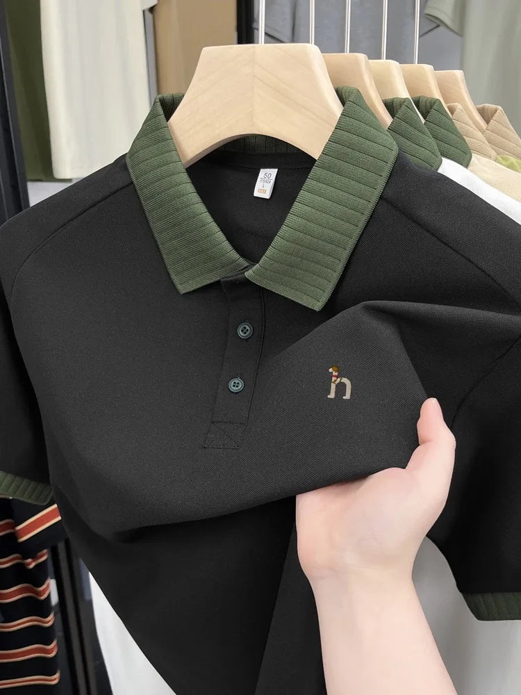 Fashion high-end brand POLO shirt exquisite little dog embroidery lapel T-shirt new comfortable and leisure men's short sleeve