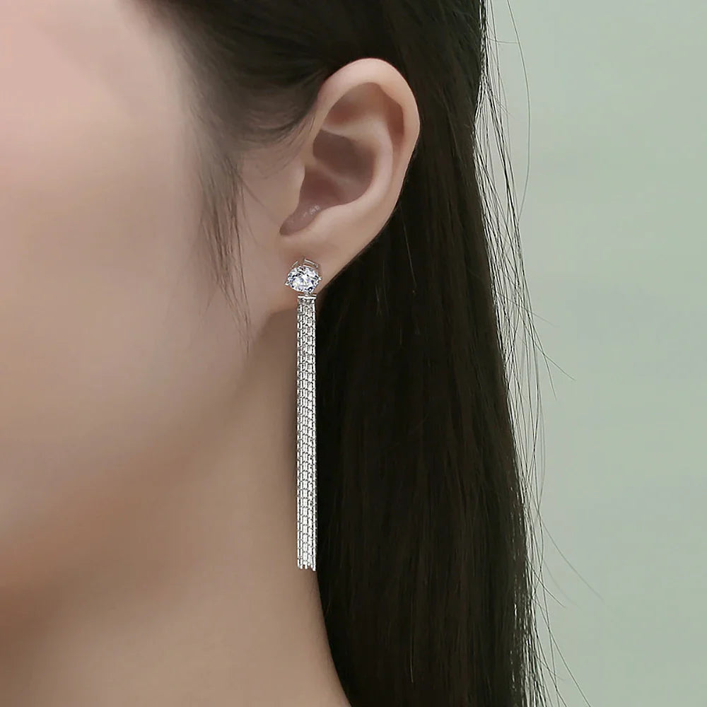 Moissanite Drop Earrings With Gra Certificates 1carat D Color Diamond Earring 925 Silver Long Tassel Dangle Earring For Women