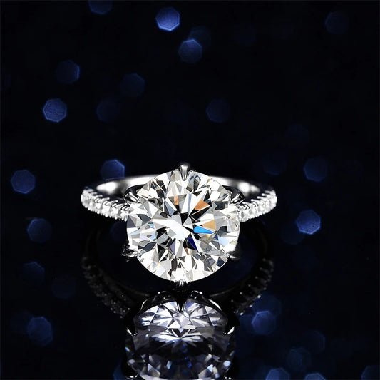 5CT Sparkling D Color Moissanite Lab Diamond Wedding Rings For Women S925 Sterling Silver Luxury Jewelry Engagement Ring