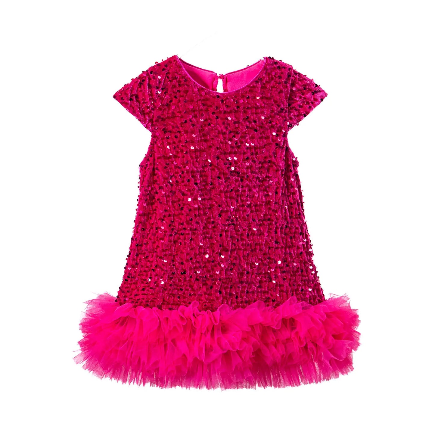 Novo Vestido Infantil Tutu de Malha Brilhante Sem Mangas Princesa para Festas Fantasia de Performance para Crianças