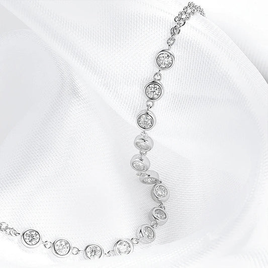 14-21CM Adjustable All Real Moissanite Bracelets for Women Girls Sparkling Chain Lab Diamond GRA Pure S925 Silver Jewelry