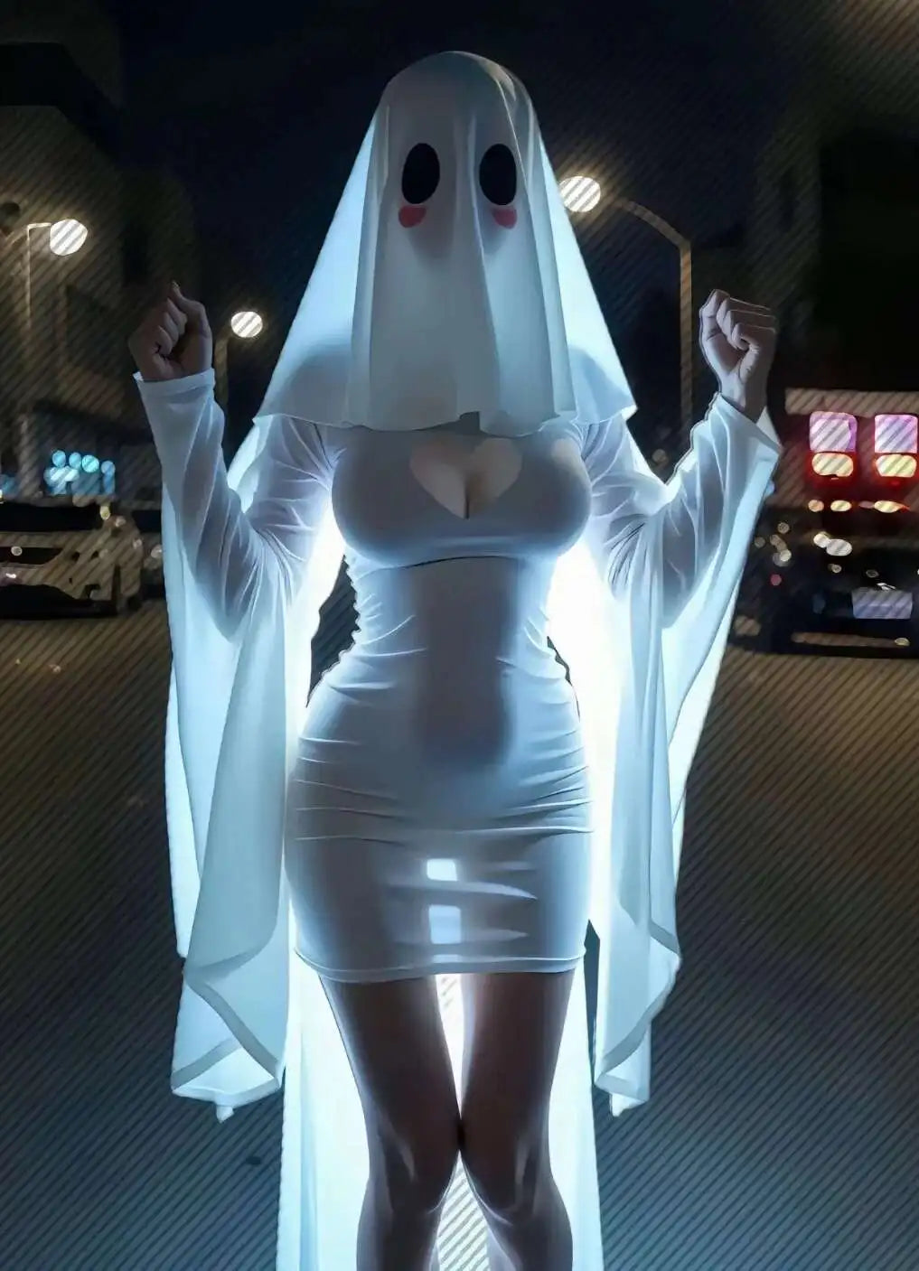 Hollow Ghost Dress Halloween Uniform Temptation Dress Backless Deep V Long Sleevess Dress Elegant Charming 5DZW