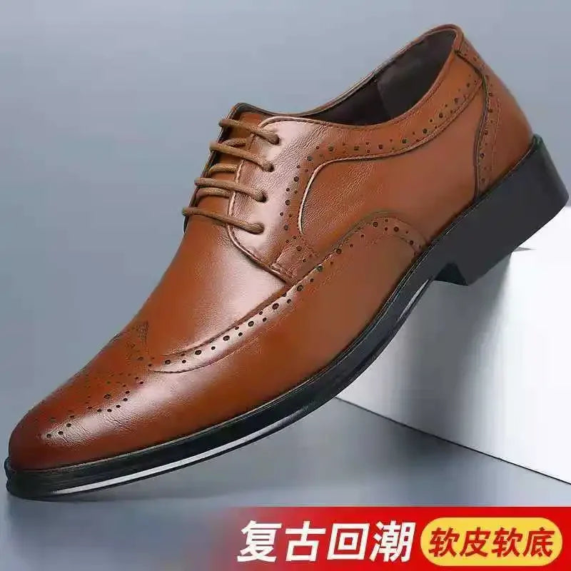 Social Shoe Male Breathable In Summer Official New Pointed Toe Men's Formal Shoes Cheap Liquidation Gentleman Legitimate Leather