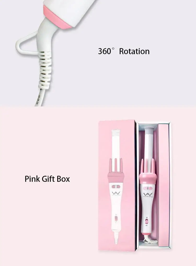 28mm magic curler set pink automatic curler lazy curler with free hair clip comb (VAV-022B authentic)