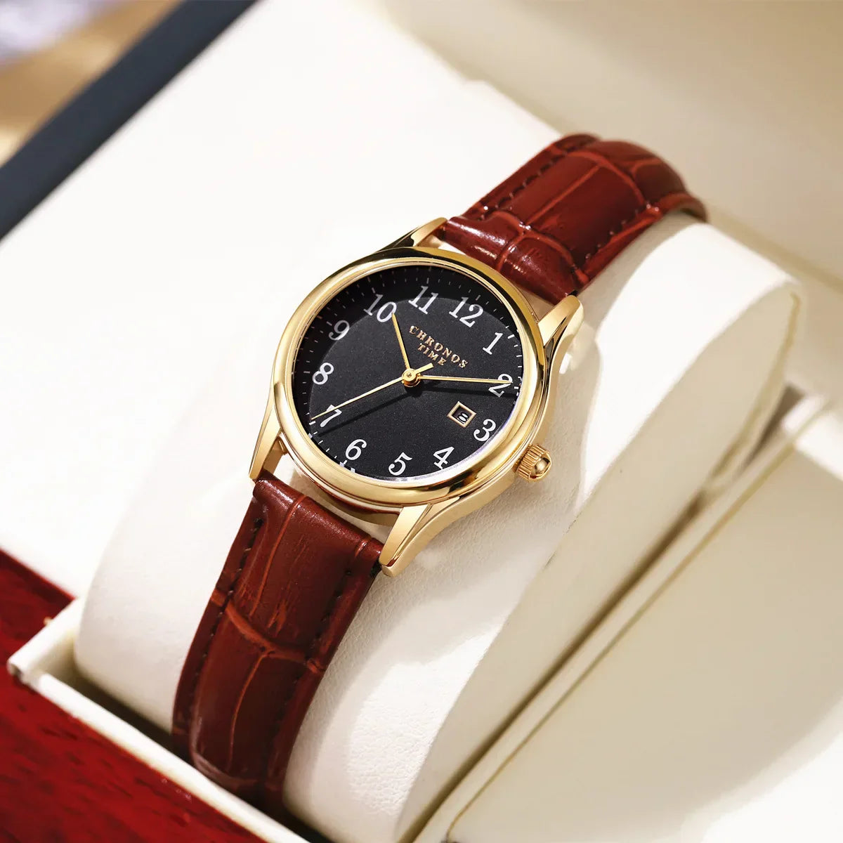Luxury Watch For Woman High Quality Ladies Quartz Watch Waterproof Date Leather Women Watches reloj+box