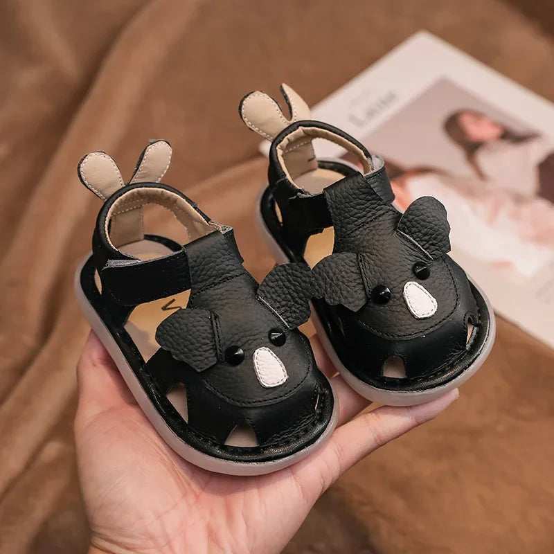 Summer Children Shoes Baby Girls Boys Genuine Leather Sandals Soft Sole Anti Slip Toddler Shoes Cartoon Kids Brach Sandals