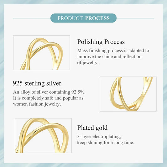 14K Gold Plated X Ring Dainty Minimalist 925 Sterling Silver Cross Ring for Women Promise Jewelry 2 Colors SCR543