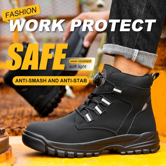 Work Safety Shoes Men CE Certified Steel Toe Safety Shoes Non Slip Lightweight Steel Toe Anti-Slip Women's Protection Work Boots