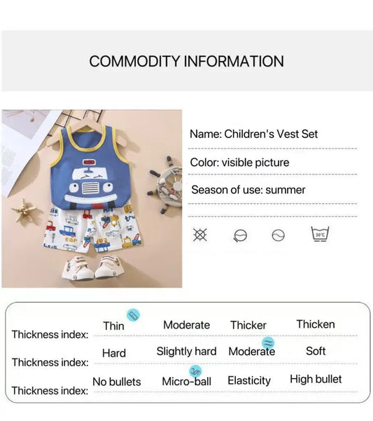 1 Set Summer Cotton Children Sets Kids Clothes Boys Girls Vest Suit Children's Clothing Baby T-Shirts Shorts Tank Top Sleeveless