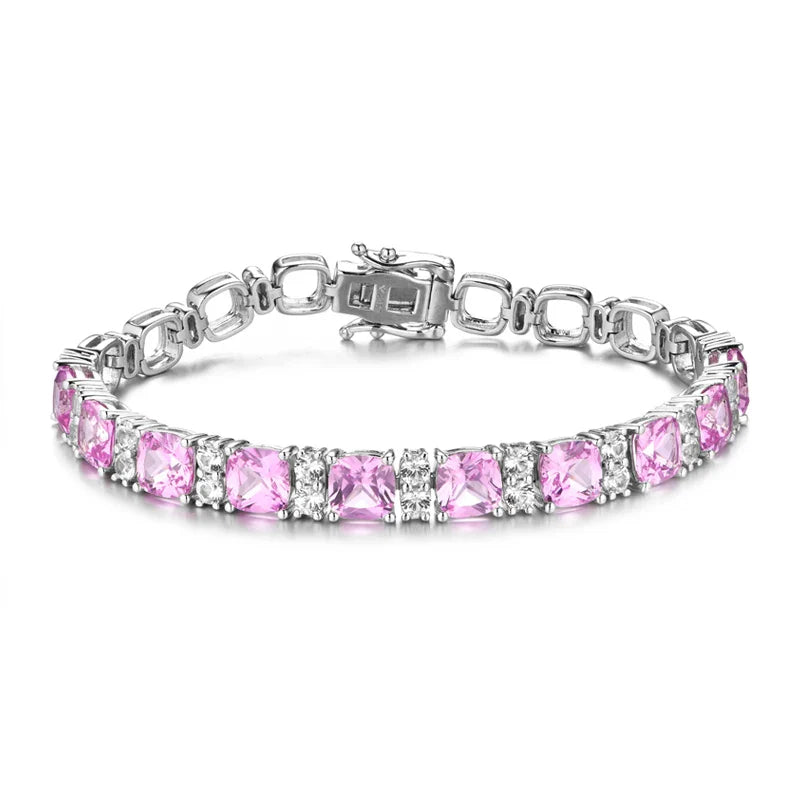 925 Silver Jewelry Original Created Blue Spinel Bracelet 1.0CT Tennis Bracelets For Women Luxury Gift Wedding Authentic