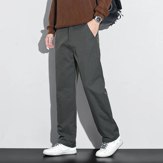 Men's Fashion Casual Straight Pants Baggy Classic Wide Leg Simple Trousers Loose Male Comfortable Soft Quality Pants