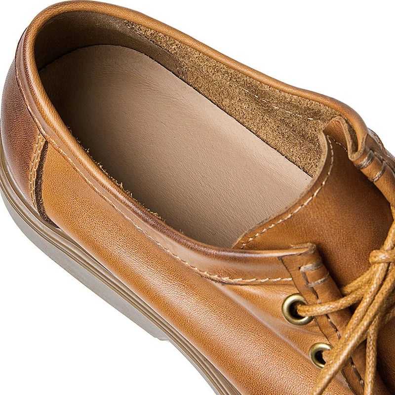 Novos Sapatos Masculinos de Couro Genuíno Retrô Macios de Couro Bovino Sapatos Masculinos Britânicos Casuais de Negócios com Cadarço e Sola Macia de Couro