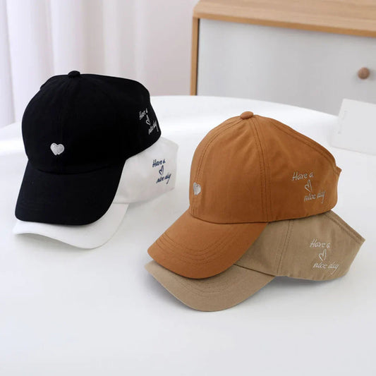 Kids Baseball Caps for Boys Girls Sun Hat Love Heart Hollow High Ponytail Caps Children Adjustable Baseball Caps for 4-12 Years