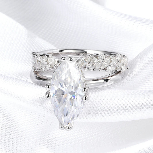 3CT 100% Real Full Moissanite Wedding Rings for Women Marquise Cut S925 Sterling Silver Marriage Band Fine Jewelry GRA